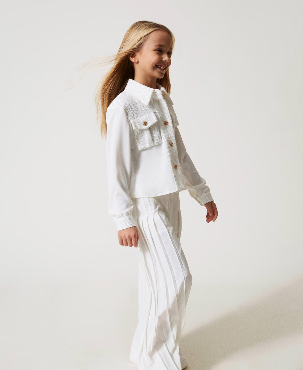 Cr&ecirc;pe de Chine and boucl&eacute; shirt Two-tone Ice/Boucl&egrave; Girl 251GJ2QQ1_12139_02