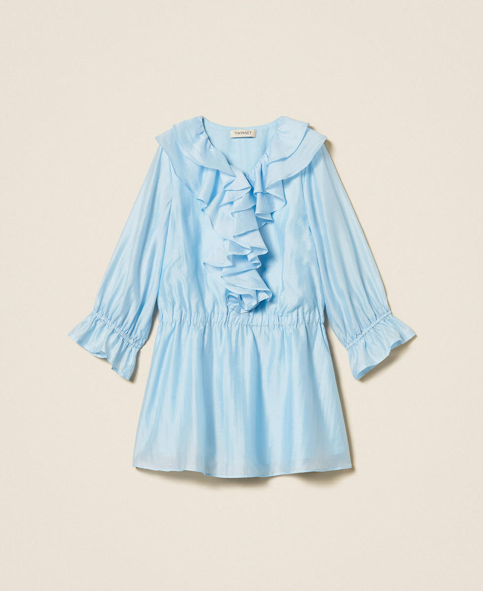 Robe courte en voile avec volants et smocks Skyline Fille 261GJ2110_04614_S0