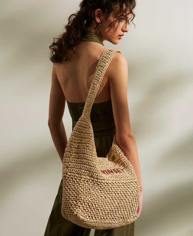 Crochet raffia hobo bag Straw Woman 261TD8310_00193_T0