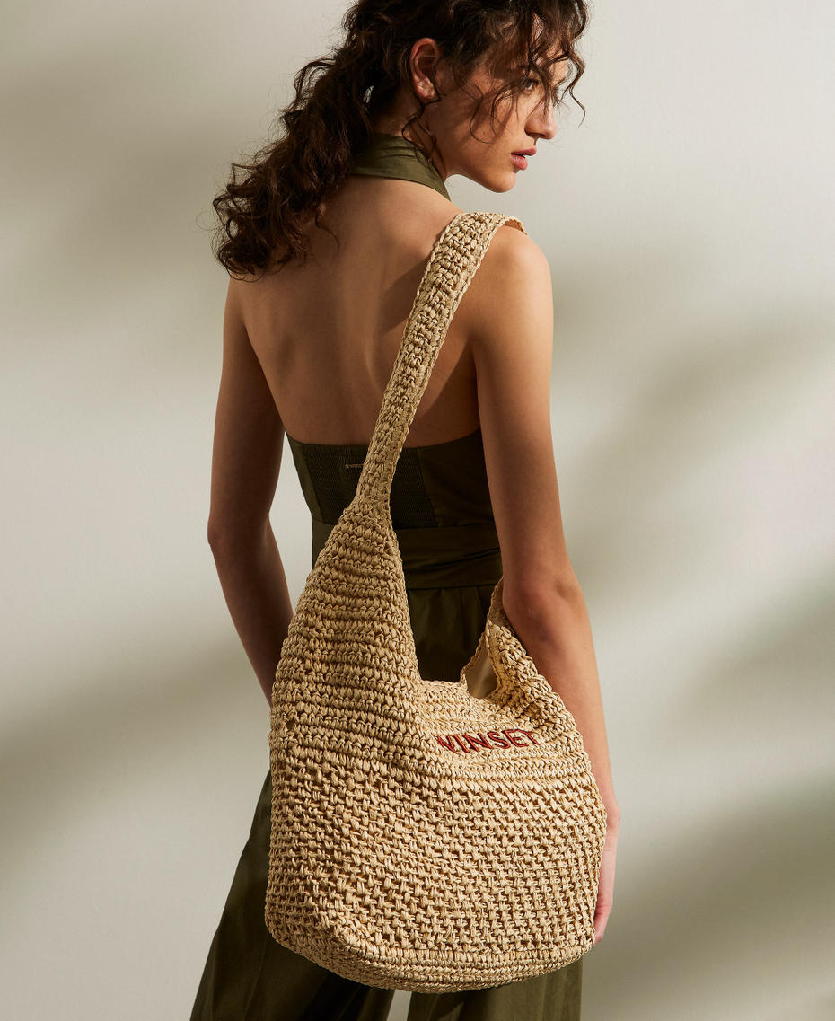 Crochet raffia hobo bag Straw Woman 261TD8310_00193_T0