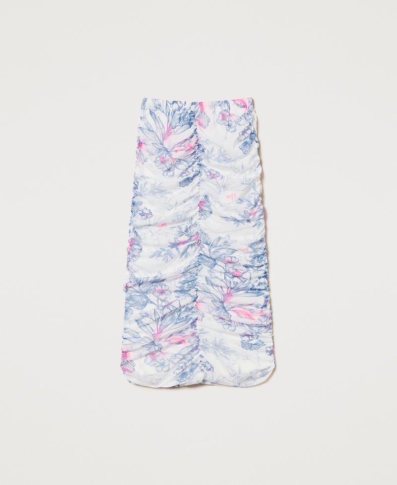 MYFO Midirock mit Raffmotiv Japanese Toile De Jouy Frau 251AQ2102_12431_S0