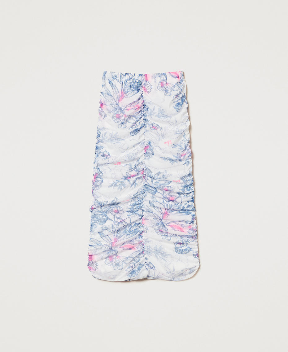 MYFO midi skirt with ruching Japanese Toile de Jouy Woman 251AQ2102_12431_S0