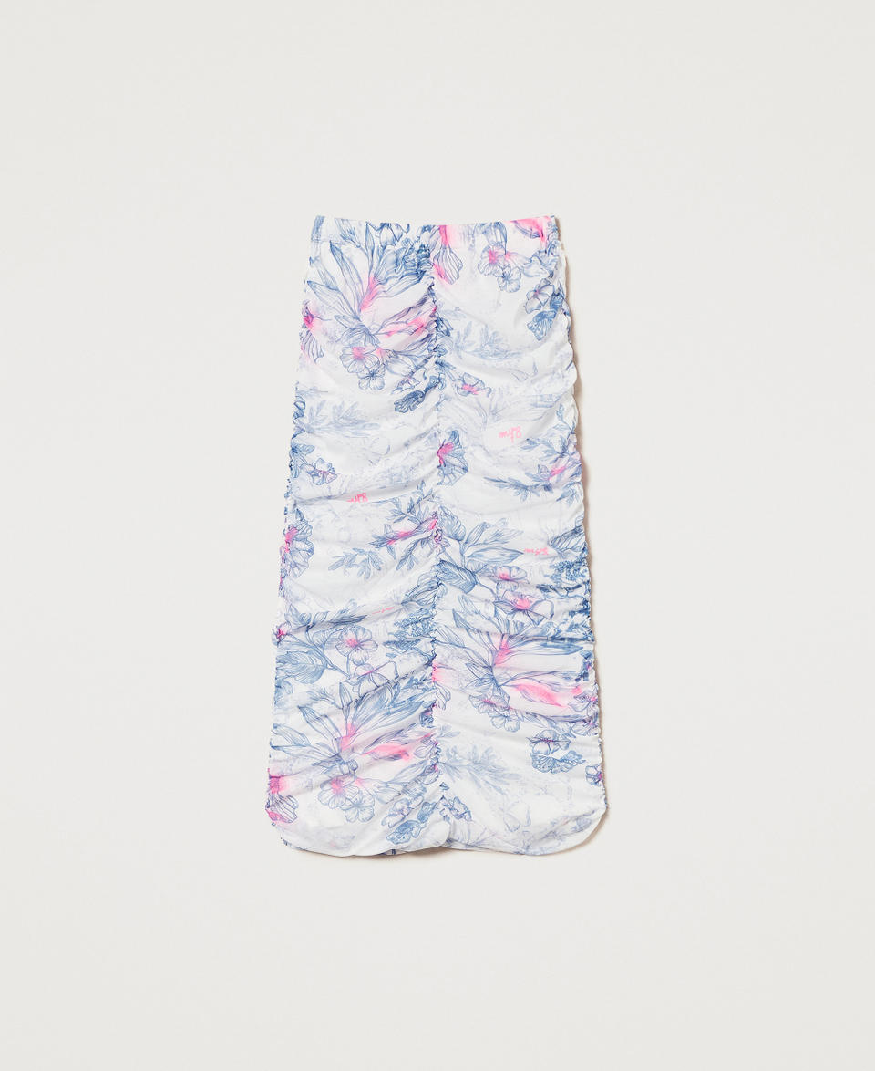 MYFO midi skirt with ruching Japanese Toile de Jouy Woman 251AQ2102_12431_S0