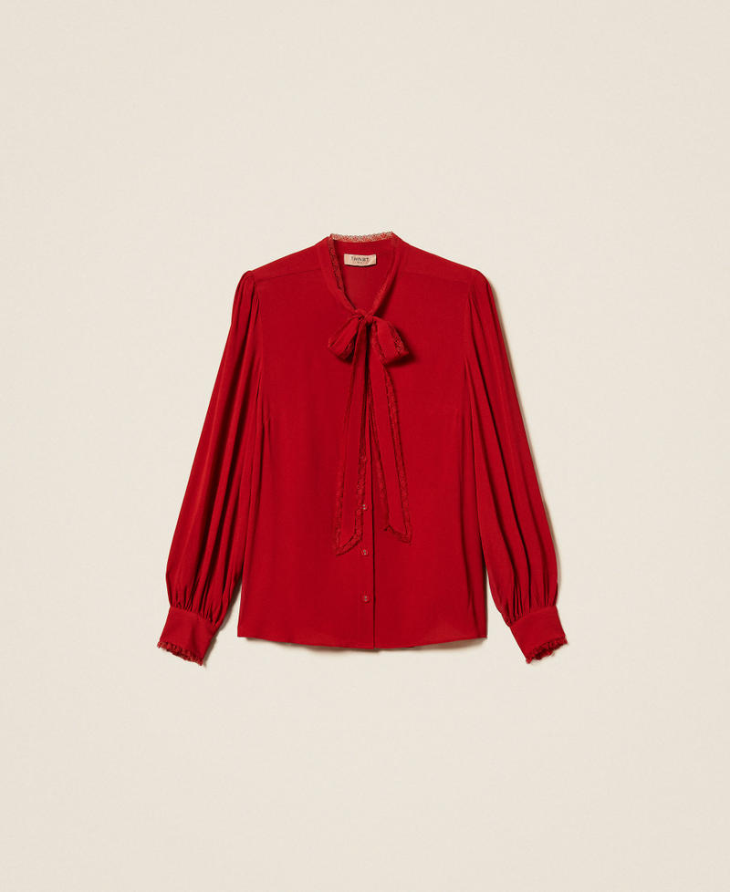 Chemise en cr&ecirc;pe de Chine avec n&oelig;ud