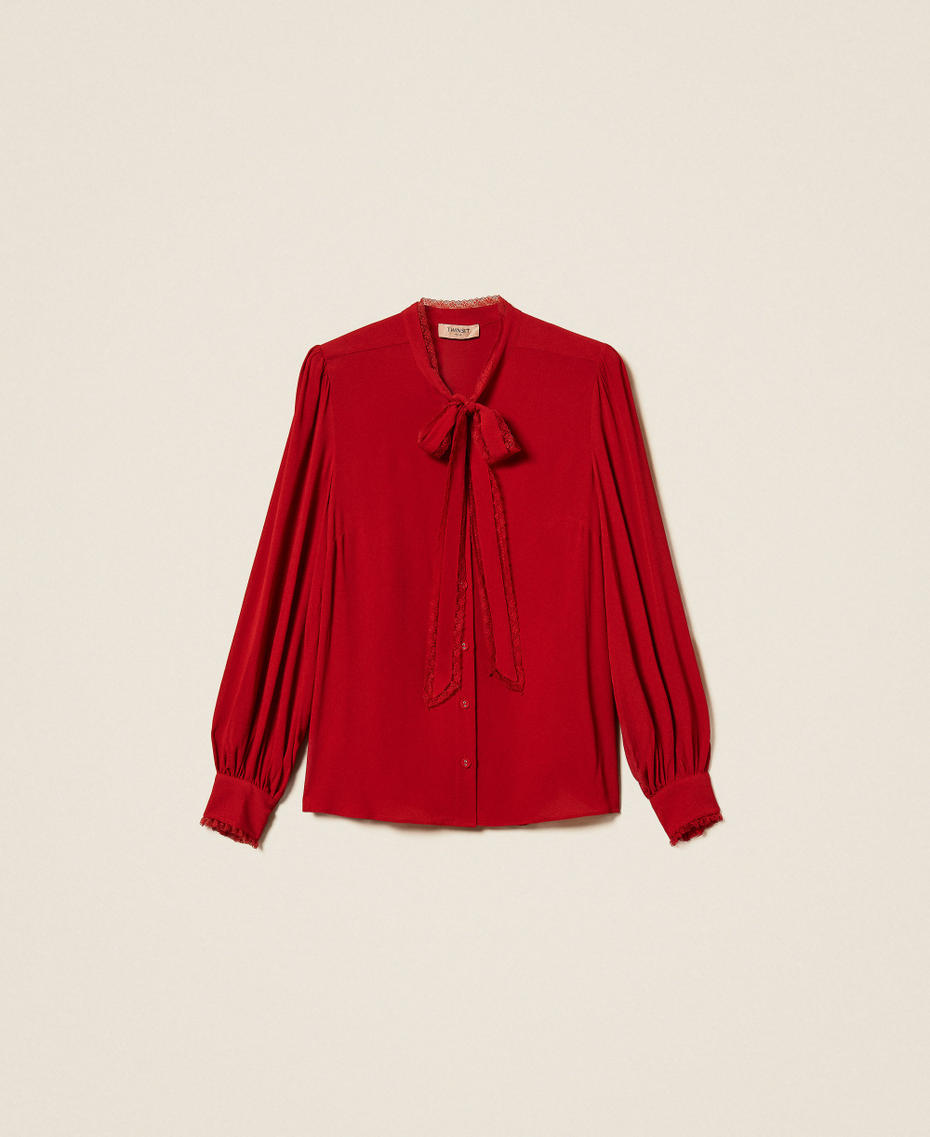 Chemise en cr&ecirc;pe de Chine avec n&oelig;ud