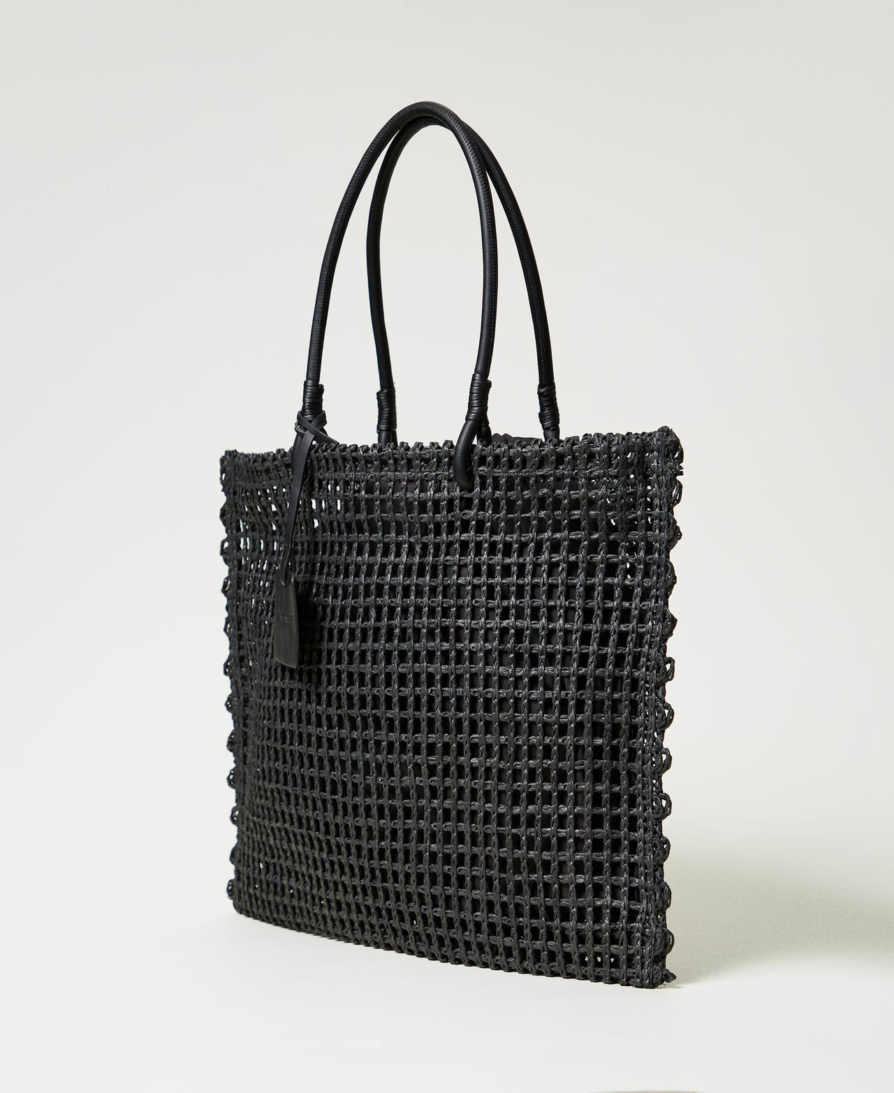 Borsa shopper effetto paglia a rete Nero Donna 251LB7ADD_00006_02