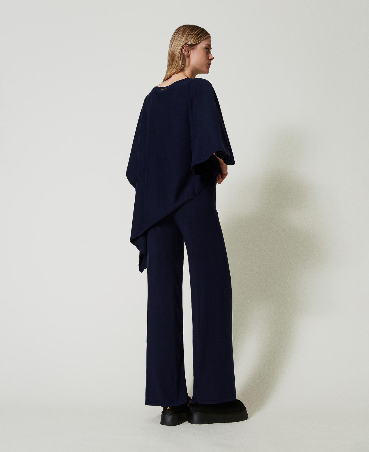 Knit palazzo trousers Blackout Blue Woman 242LL3BBB_00481_03