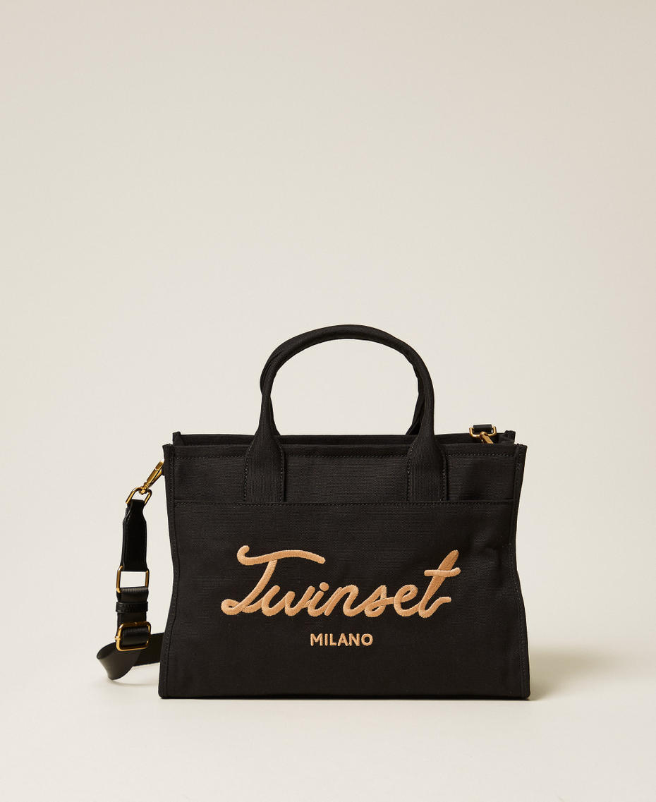 Shopper aus Canvas mit Logo Schwarz Frau 261TB7291_00006_01