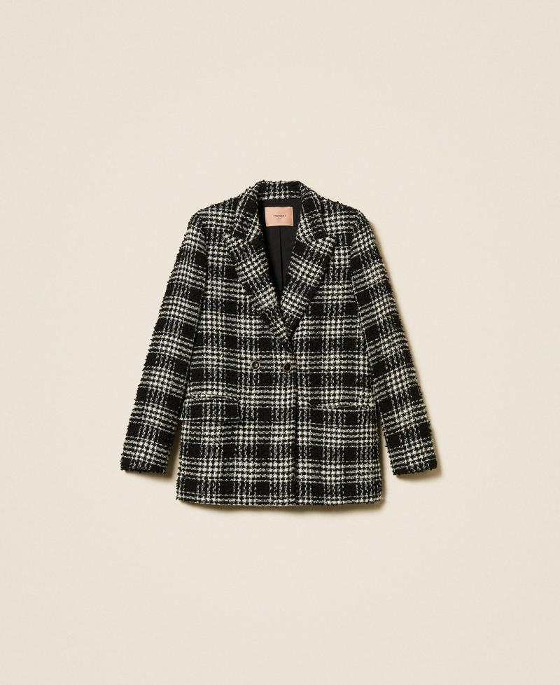 Blazer aus Bouclé mit Karomuster Big Check Nero / Schneeweiß Frau 252TT2111_12876_S0