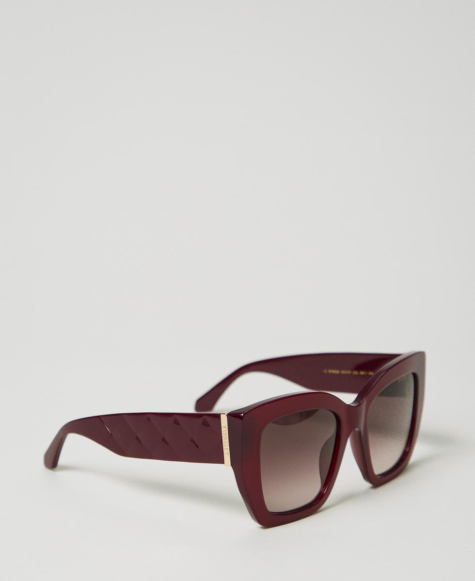 Lunettes de soleil oversize opalescentes Shiny Opal Bordeaux Femme 999TZ505A_12472_02