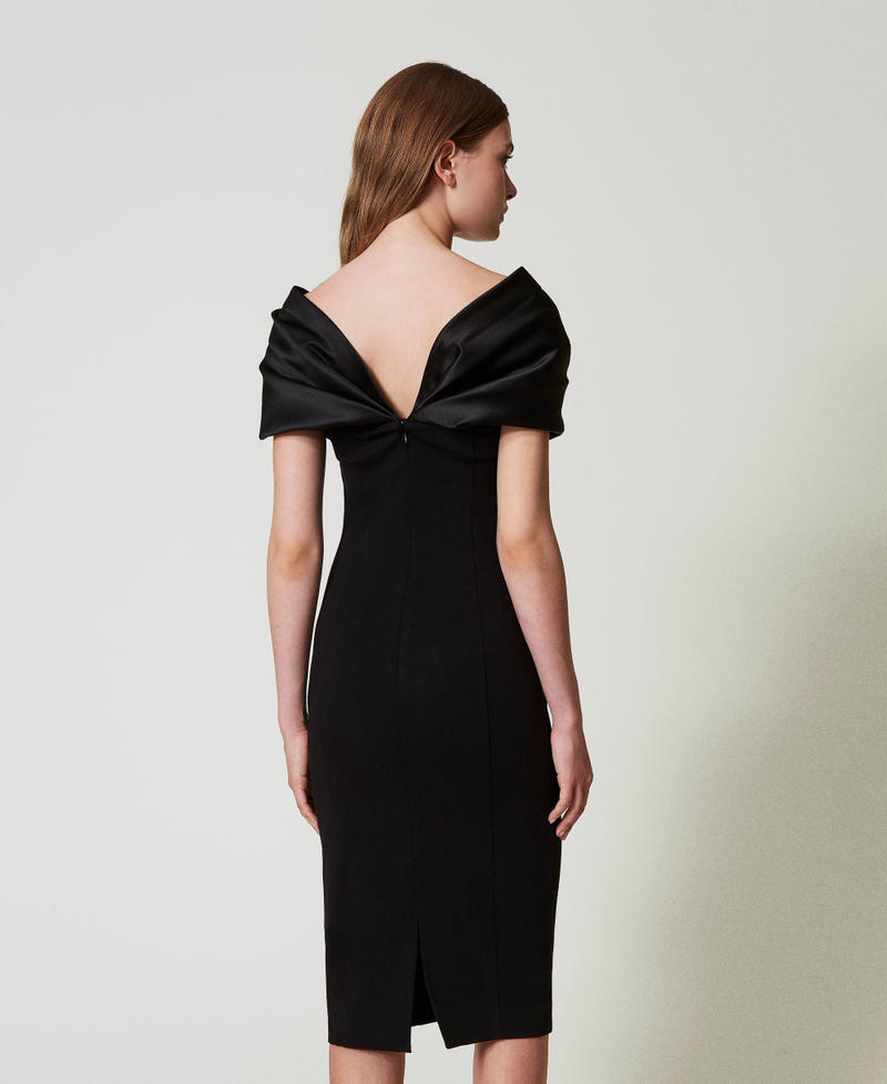 Midi dress with satin insert Black Woman 242AT2040_00006_03