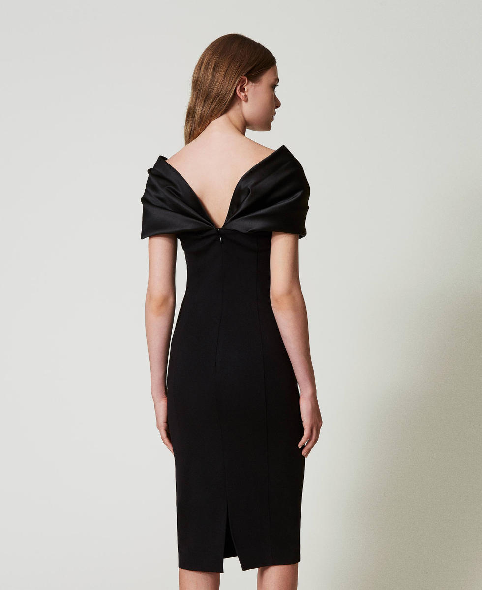 Abito longuette con inserto in raso Nero Donna 242AT2040_00006_03