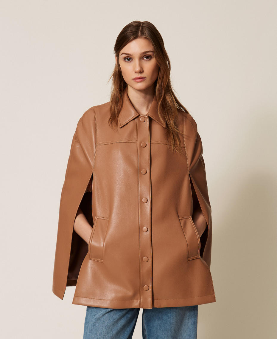 Blouson cape effet cuir Caramel Camel Femme 261TP2041_11718_04