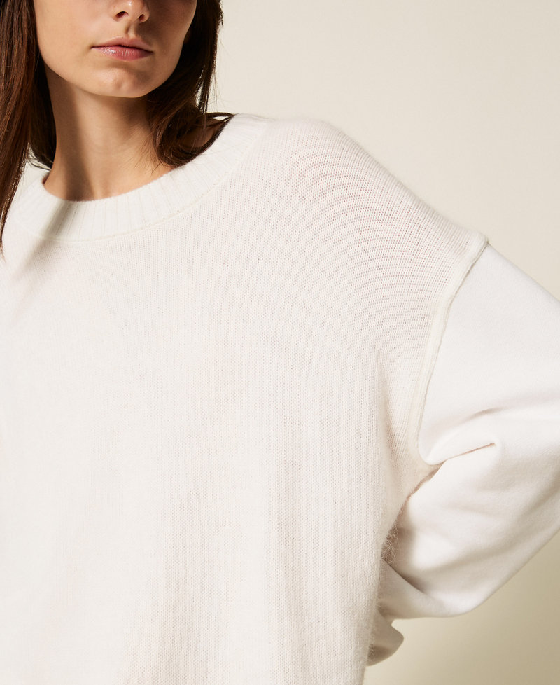 Knit jumper with plush sleeves Off White Woman 252LL2CAA_00526_04