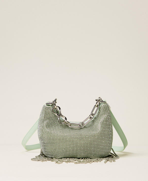 &lsquo;Mini Croissant&rsquo; rhinestone bag with fringes