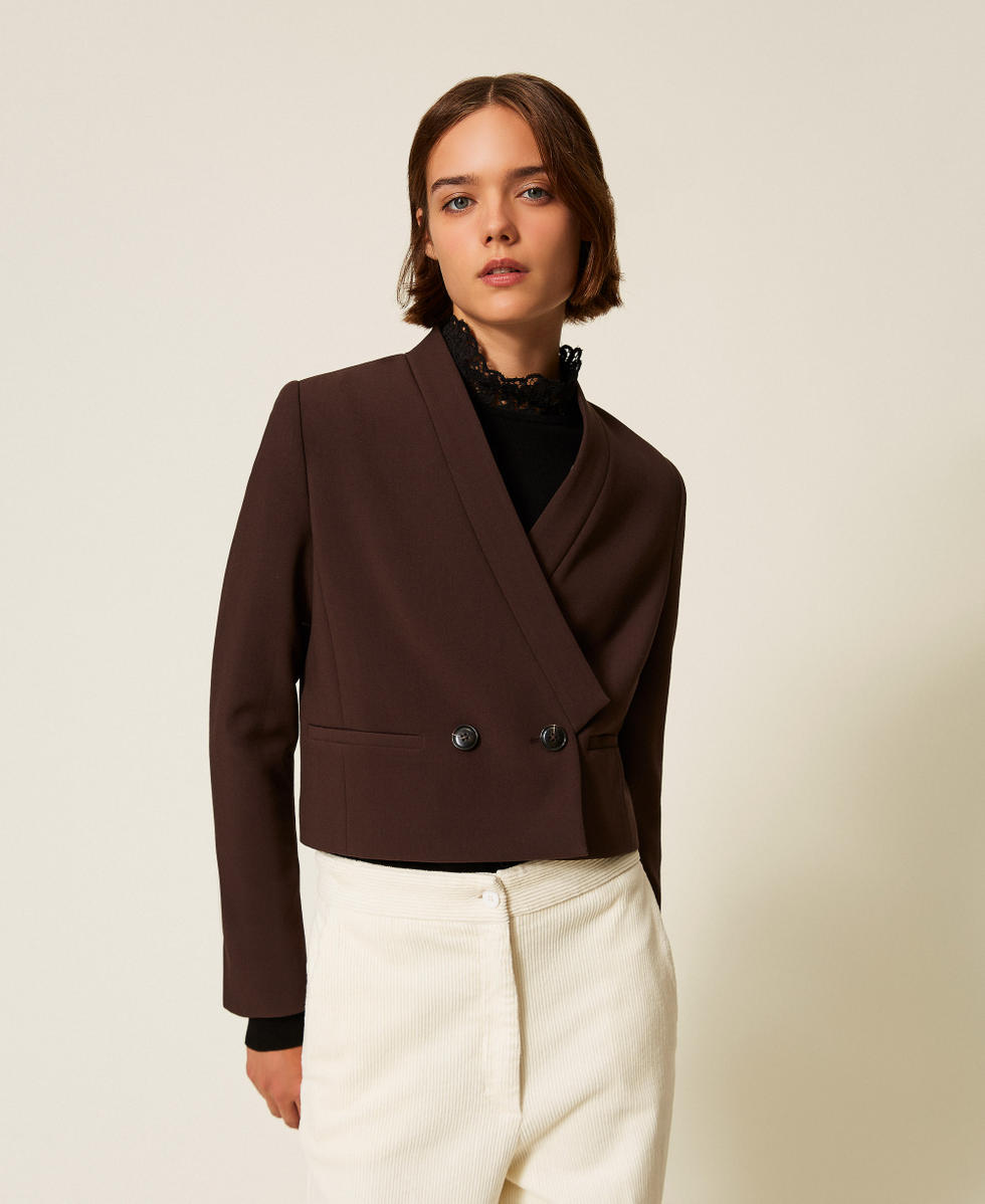 Double breasted crêpe jacket