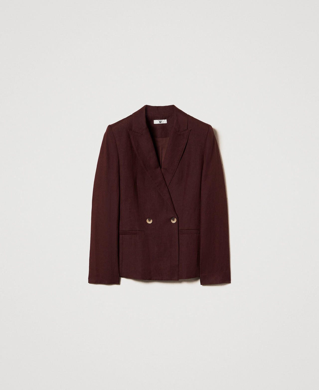 Blazer doppio petto in misto lino Coffee Liqueur Donna 251LL2BGG_12110_0S