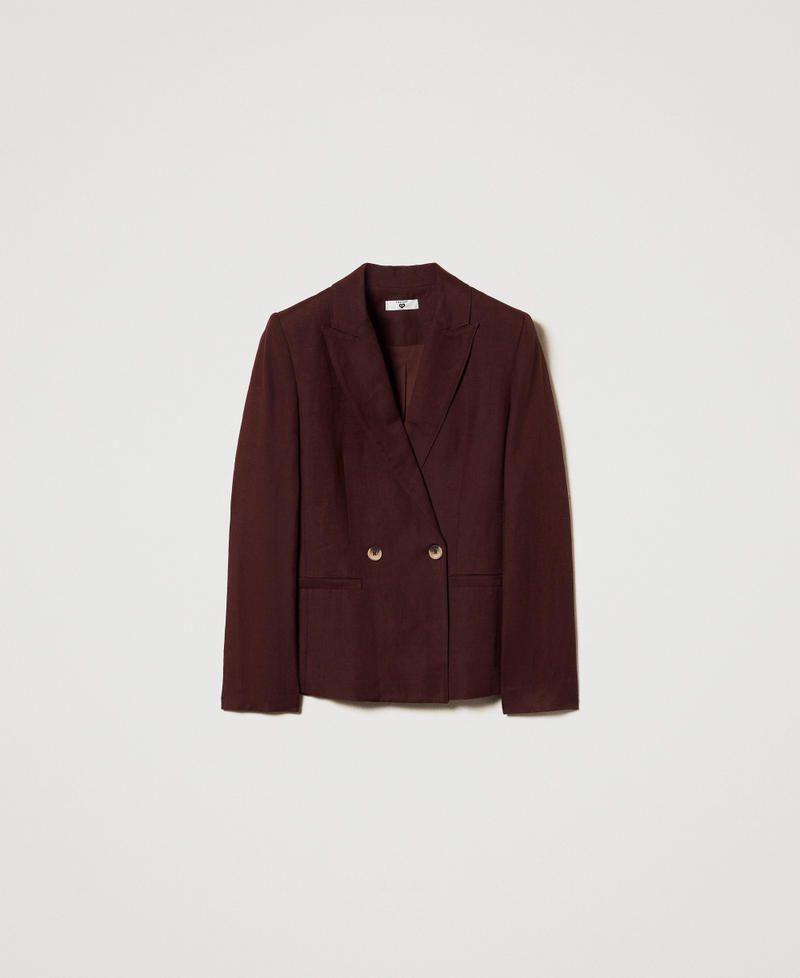 Blazer doppio petto in misto lino Coffee Liqueur Donna 251LL2BGG_12110_S0