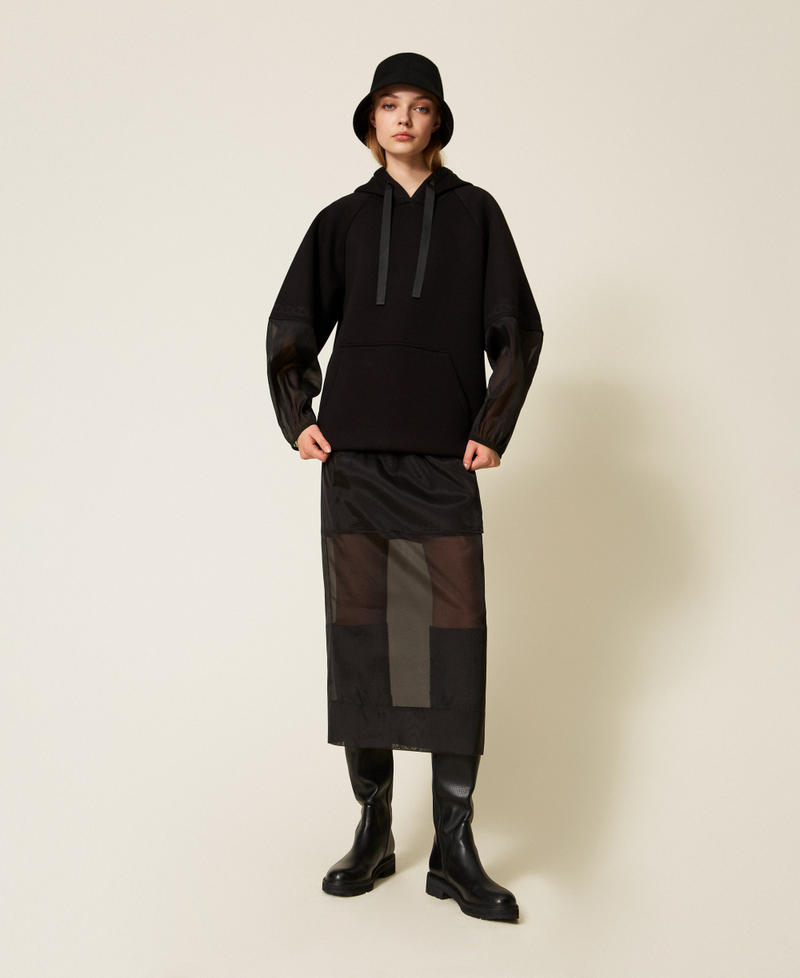 Юбка миди из органзы Черный женщина 252TP2212_00006_01