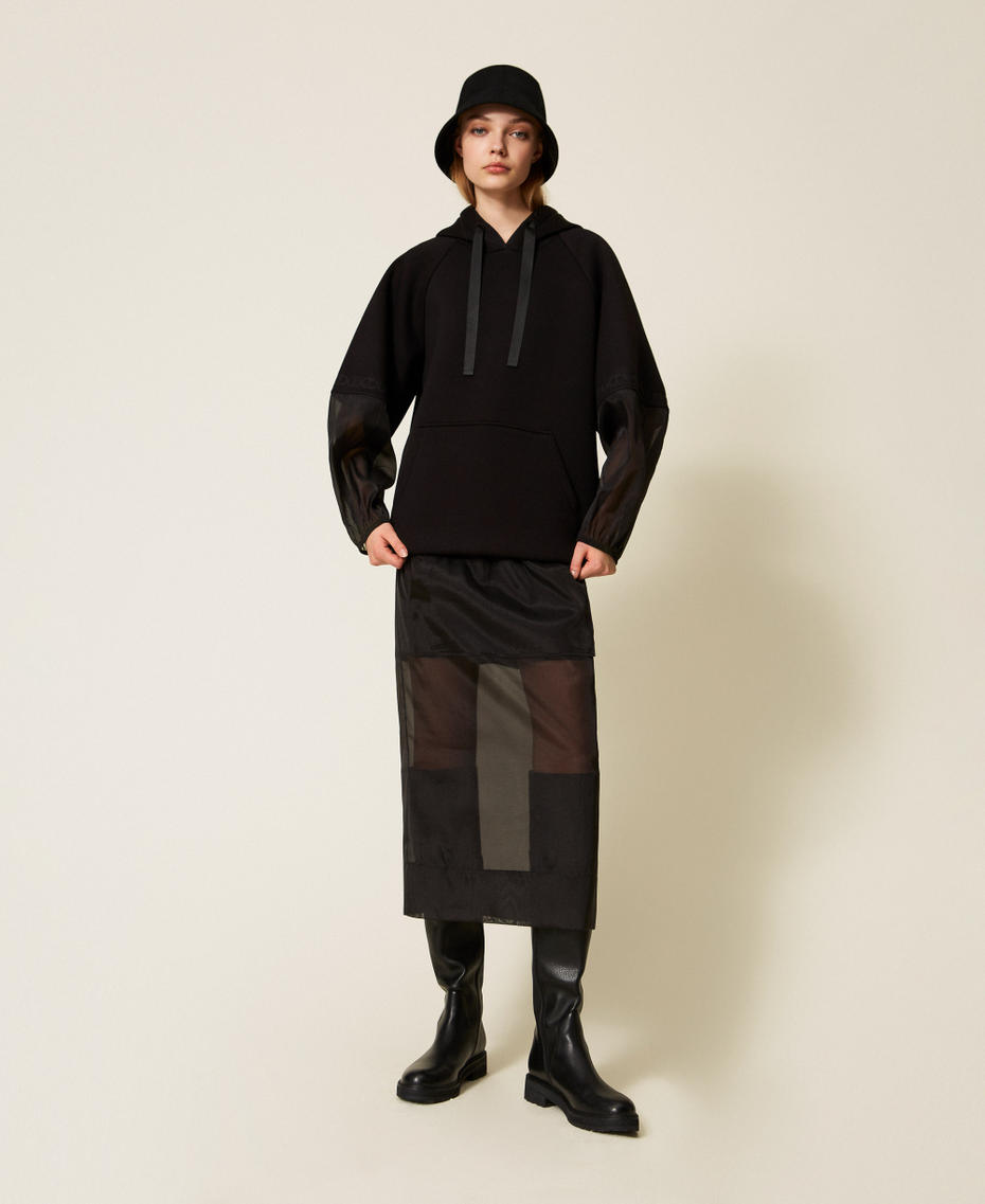 Юбка миди из органзы Черный женщина 252TP2212_00006_01