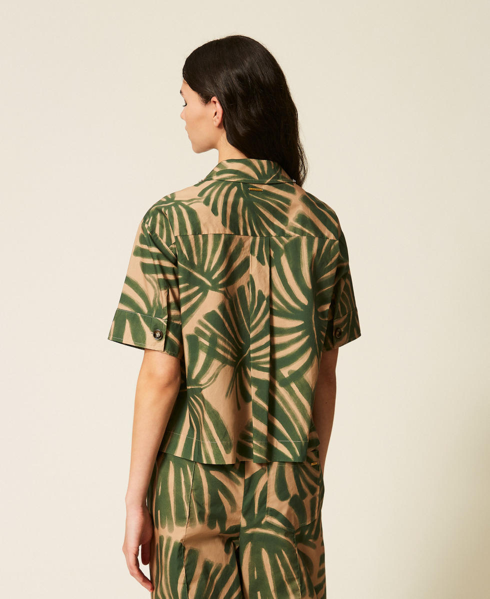 Poplin shirt with print and embroidery Jungle Print Woman 261LL2TAA_13301_03