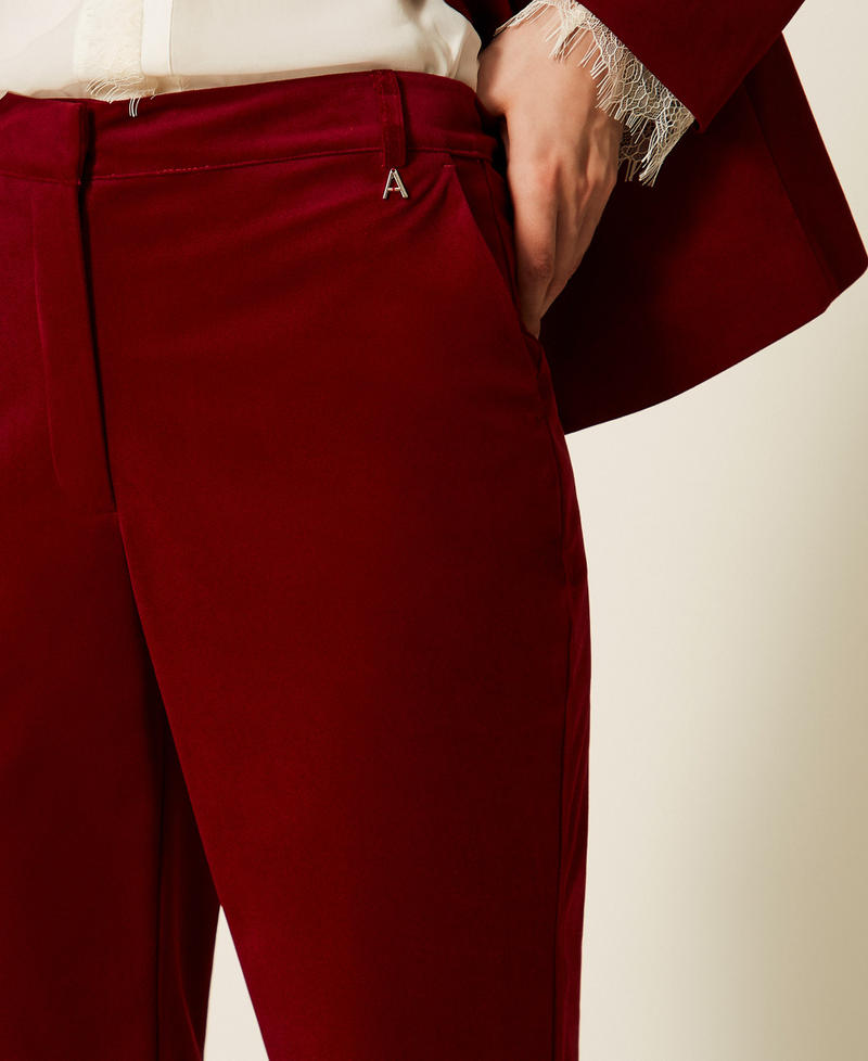 Flared velvet trousers "Rhubarb" Red Woman 262AP2271_13643_03