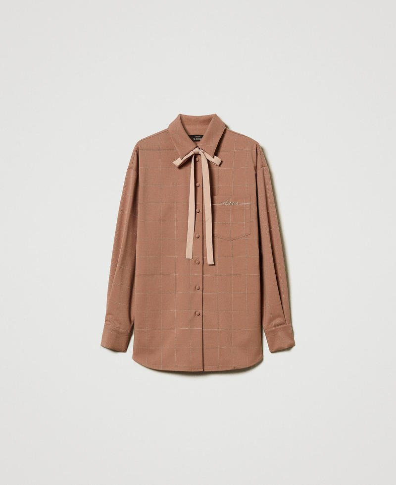 Shirt with lurex check pattern Beaver Brown Woman 242AT2164_11960_0S