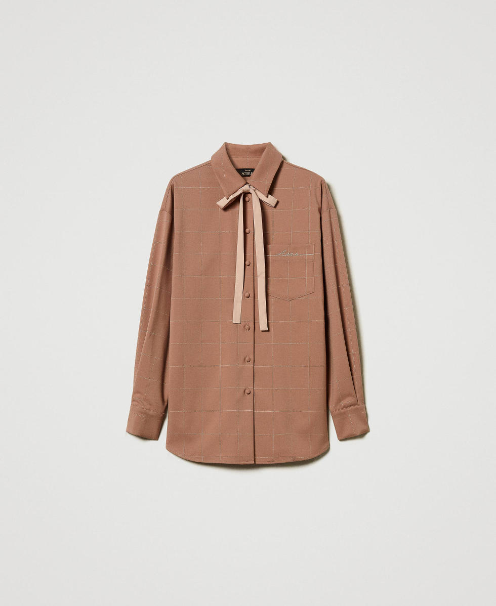 Shirt with lurex check pattern Beaver Brown Woman 242AT2164_11960_S0