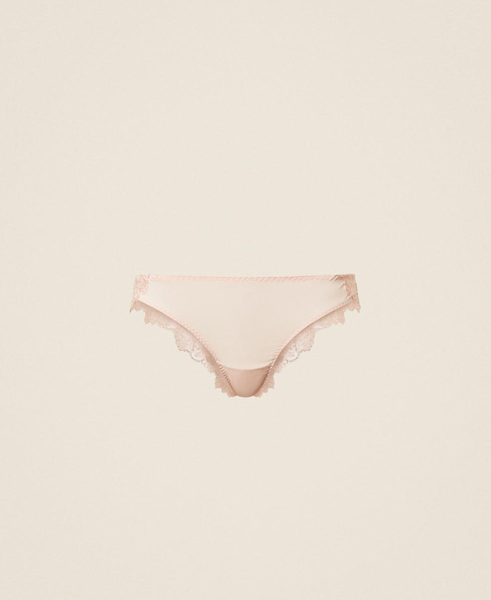 Charmeuse and embroidered tulle Brazilian briefs
