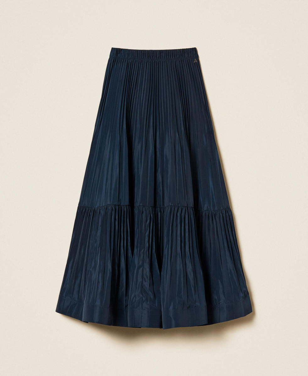 Long pleated taffeta skirt Blue Paint Woman 262AP2201_13182_S0