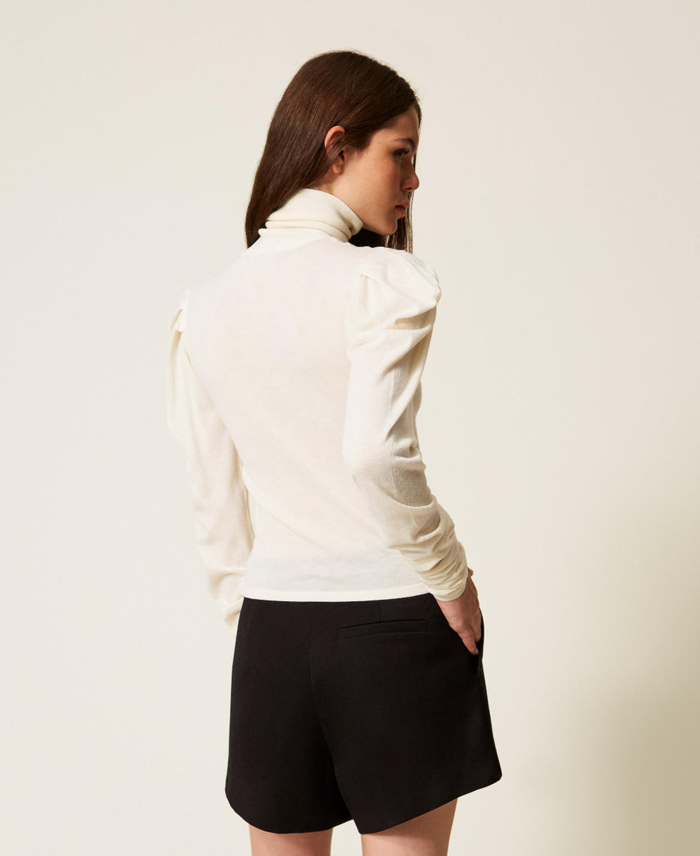 Jersey de cuello alto con drapeado White Nieve Mujer 252AT3080_00282_03
