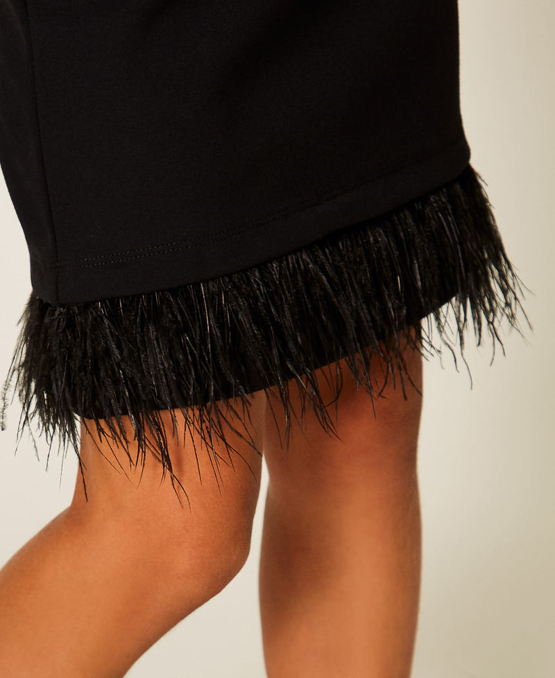 Blouse et jupe avec plumes Bicolore Blanc Cassé / Noir Fille 252GJ2112_02722_04