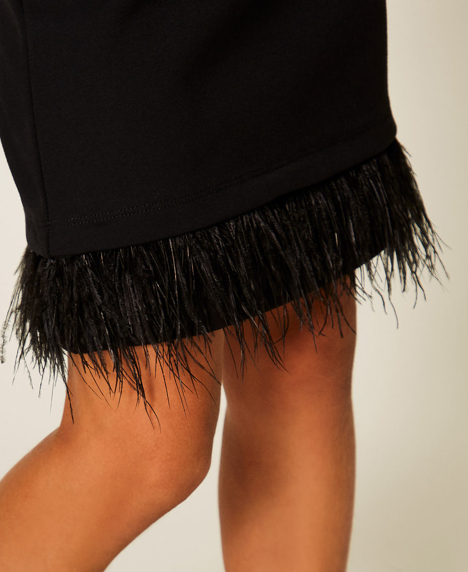 Blouse et jupe avec plumes Bicolore Blanc Cassé / Noir Fille 252GJ2112_02722_04