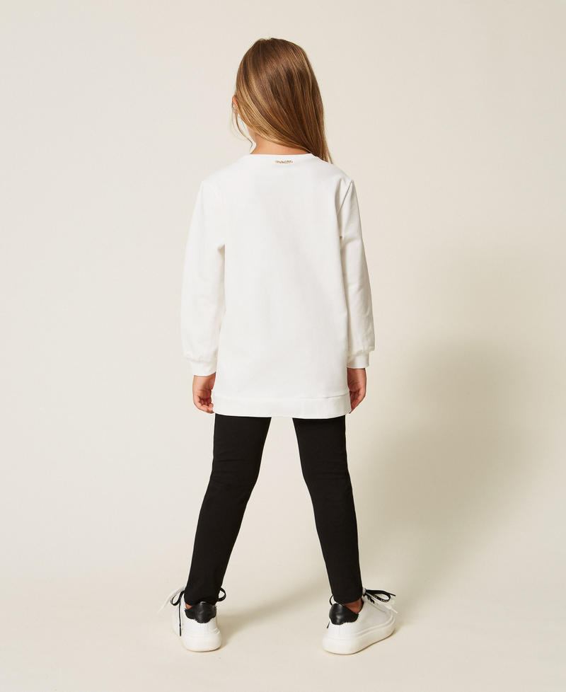 Maxi-Babysweatshirt mit Kunstpelz-Pompons Zweifarbig Schneewei&szlig; / Schwarz M&auml;dchen 262GB2031_12865_03