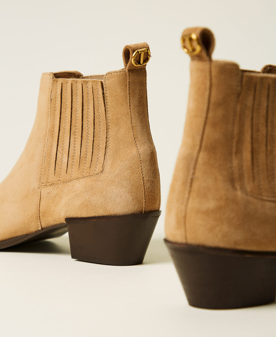 Bottines santiags en cuir velours Chameau Femme 251TCP142_00044_03