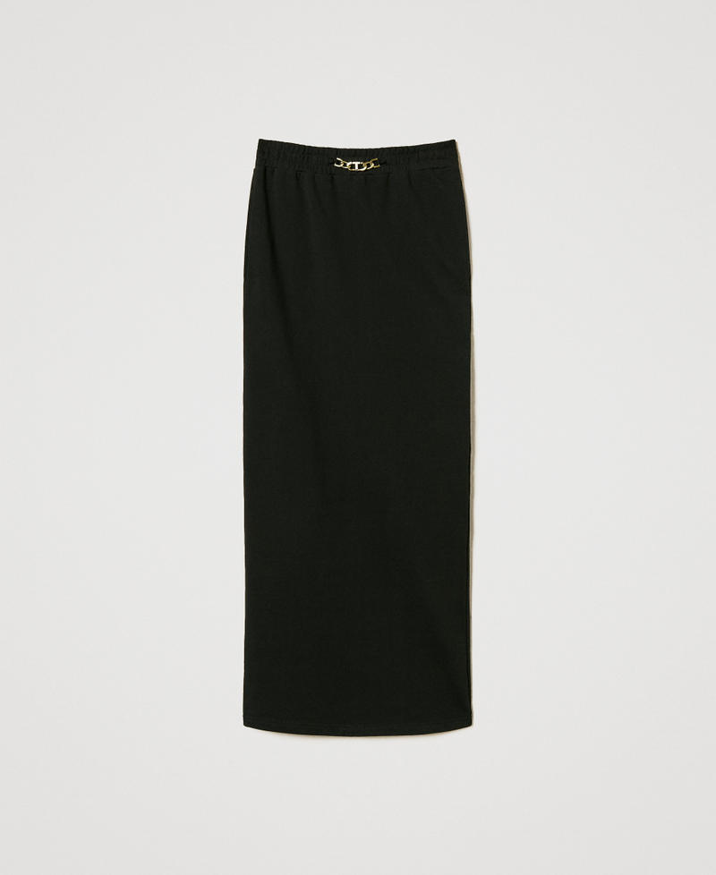 Long skirt with Oval T chain Black Woman 251TE2072_00006_S0