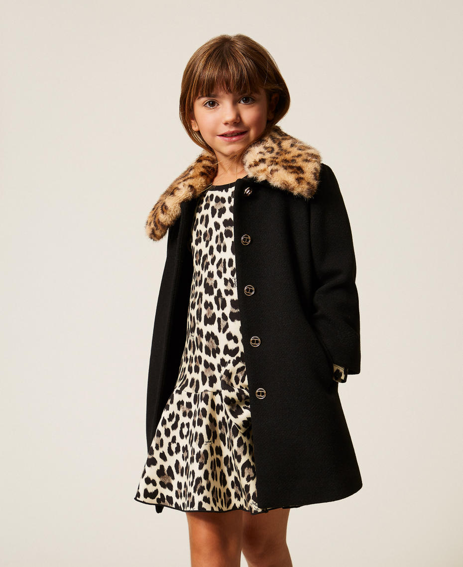 Kurzes Mädchenkleid aus Scuba mit Animaldessin Leopardenprint Mädchen 252GB2113_12700_T0