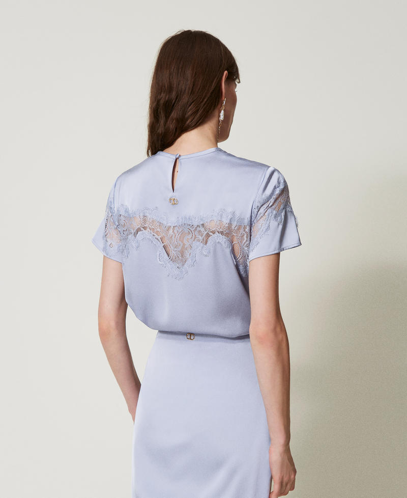 Satin T-shirt with lace Lilac Flowers Woman 251TQ2013_00703_03