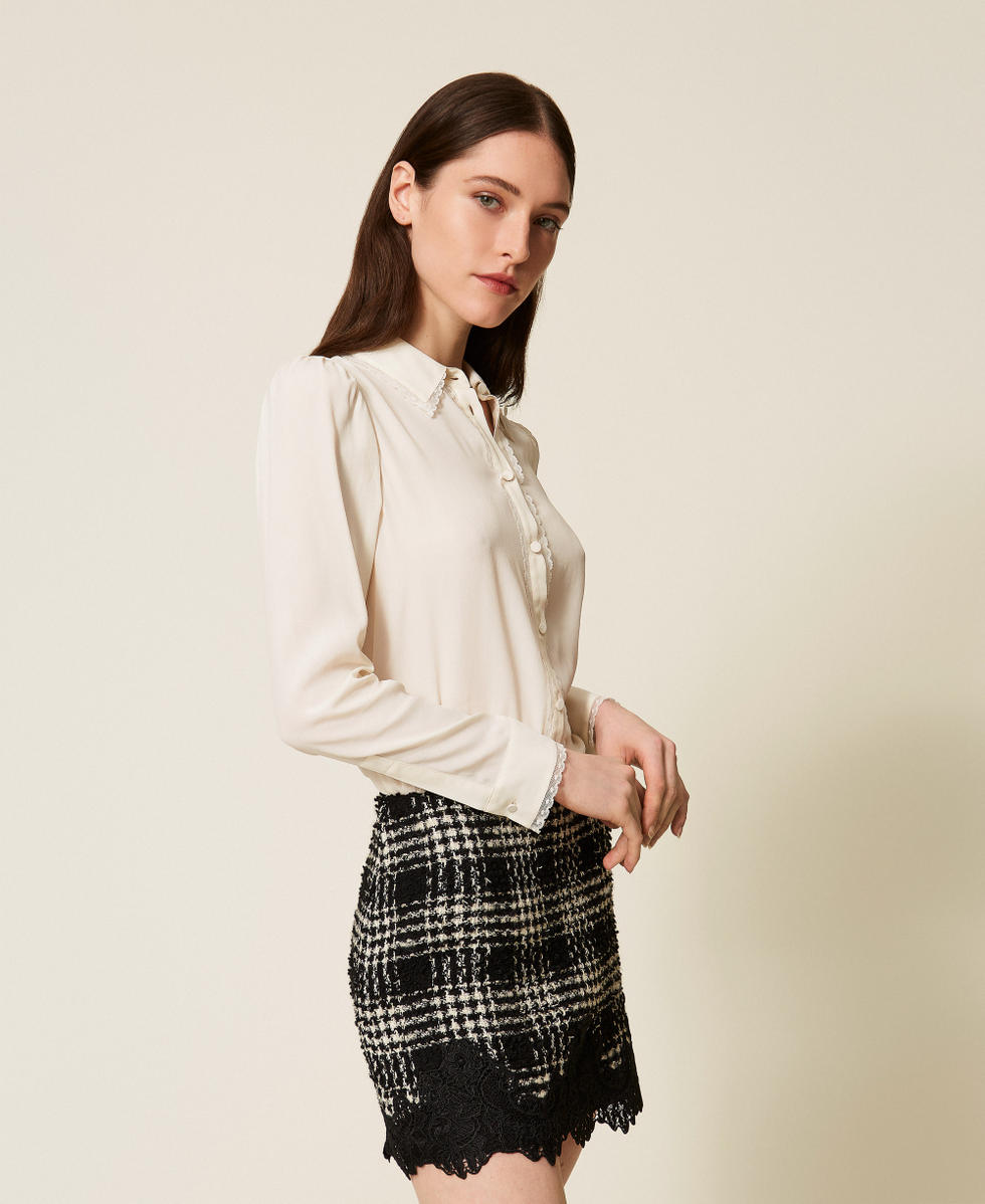 Camisa de cresp&oacute;n de China de seda mixta White Nieve Mujer 252TT2142_00282_02