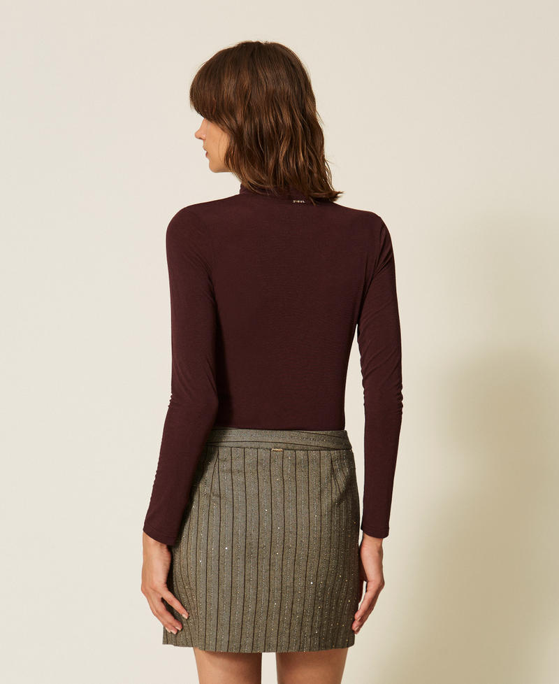 Turtleneck top with draping "Wine tasting" Purple Woman 262TF2064_05609_03