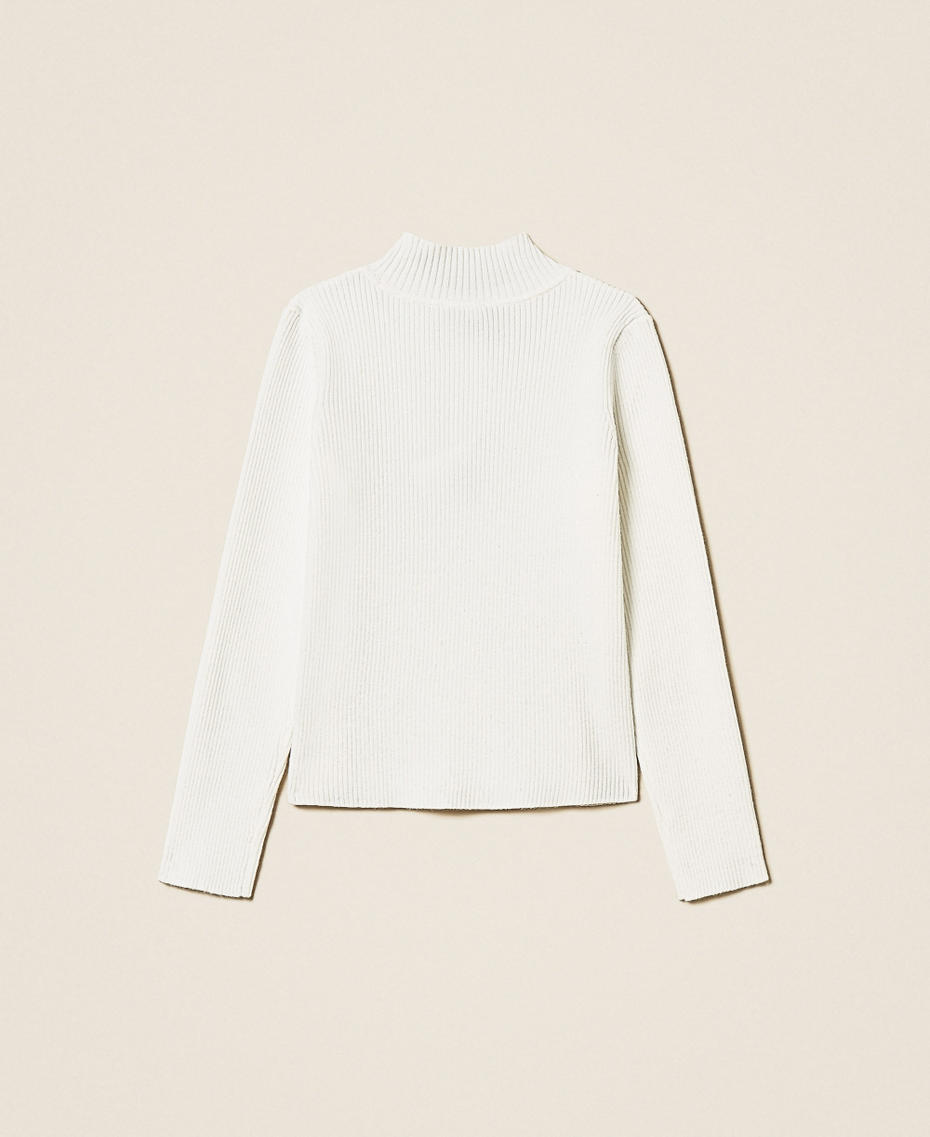 Girls' turtleneck jumper with rib knit pattern Off White Girl 252GB3012_00526_S1