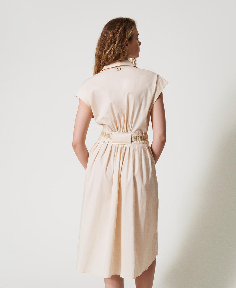 Midi dress in poplin with belt Pretty Pink Woman 251TT2102_12370_07