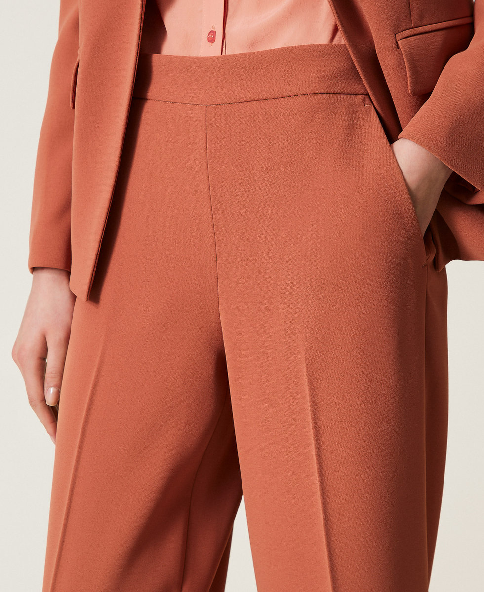 Pantal&oacute;n palazzo de crep&eacute; Marr&oacute;n &laquo;&Oacute;xido&raquo; Mujer 252TP2160_12608_04