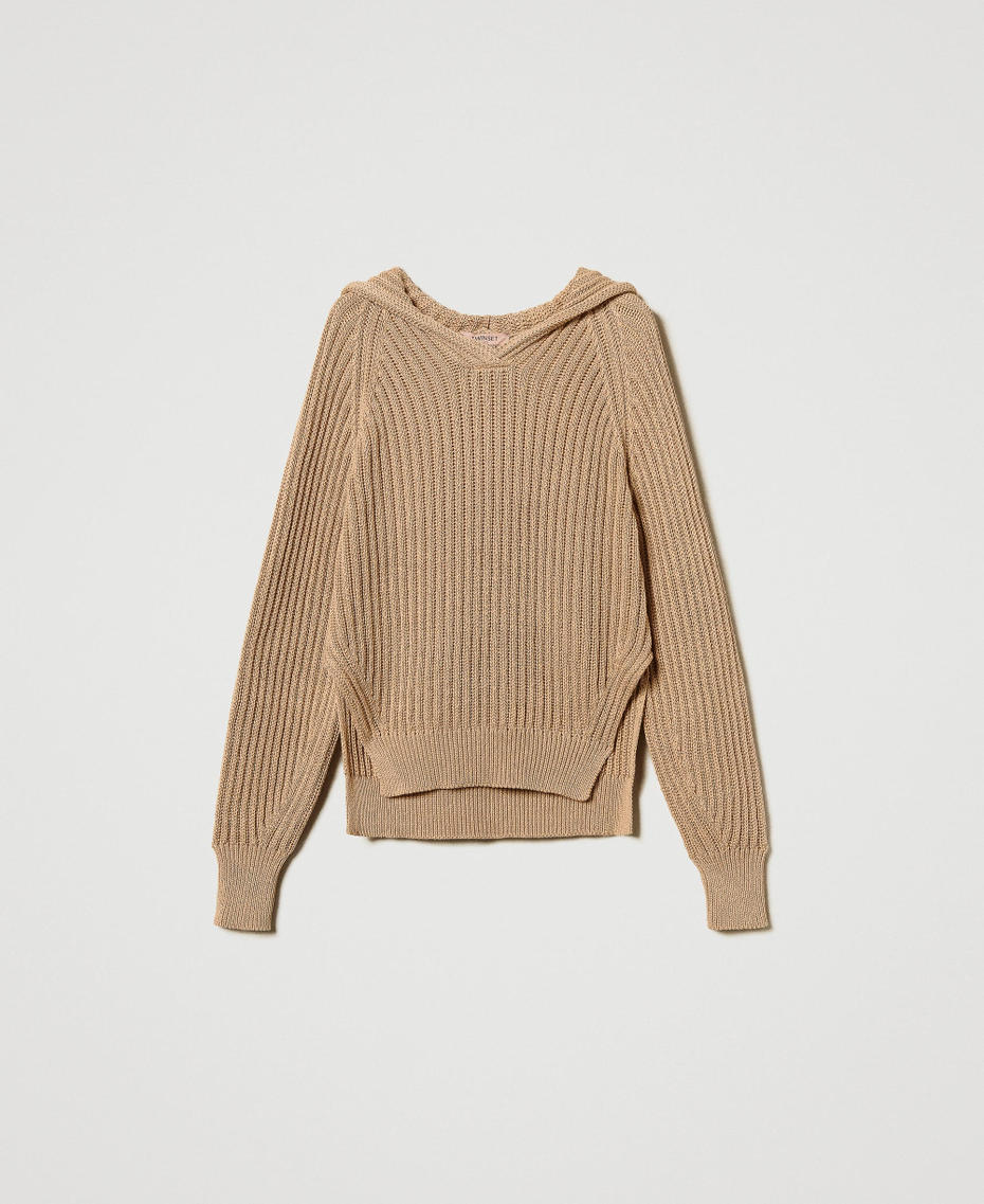Maglia a costine con cappuccio Beige "Rope" Scuro Donna 251TP3203_12262_S0