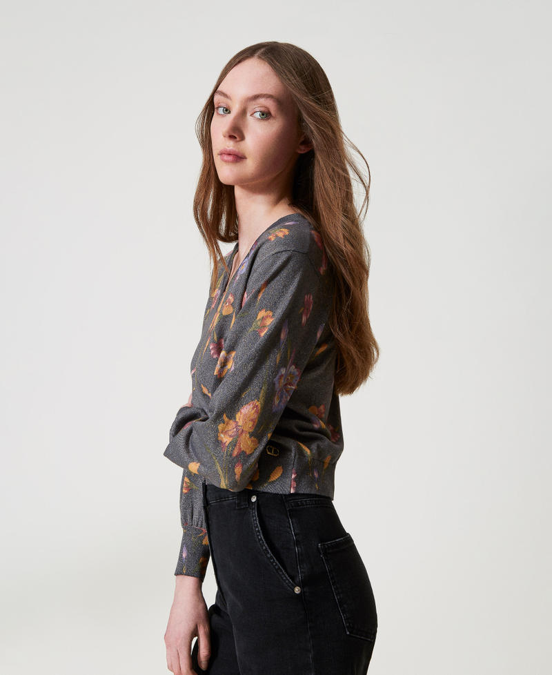 2-in-1-Pullover mit Blumenprint Print Iris Multicolor / Black Frau 251TP3650_12328_02