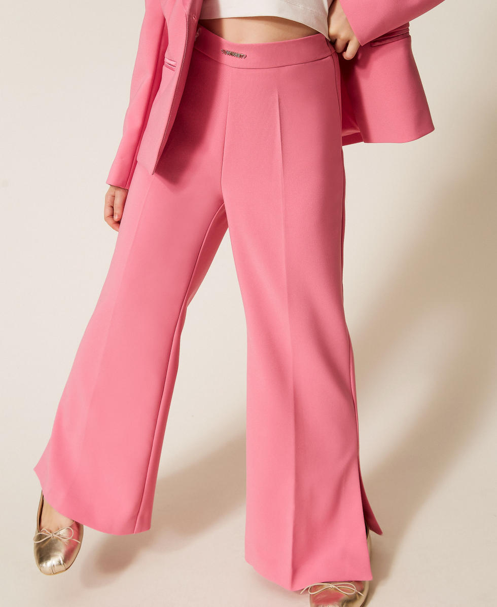 Flared cr&ecirc;pe trousers with slits "Sunrise" Pink Girl 261GJ2Q51_07207_04