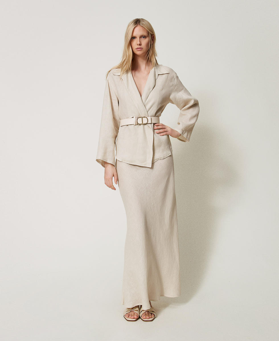 Long linen skirt "Cold Sand&rdquo; Beige Woman 251TF2014_07019_01