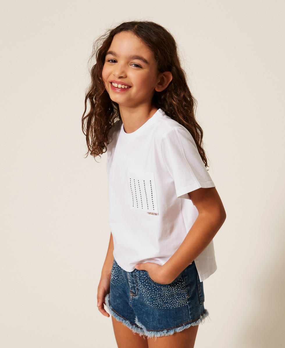 T-Shirt im Regular-Fit mit Nieten Mattwei&szlig; M&auml;dchen 261GJ2092_00526_02