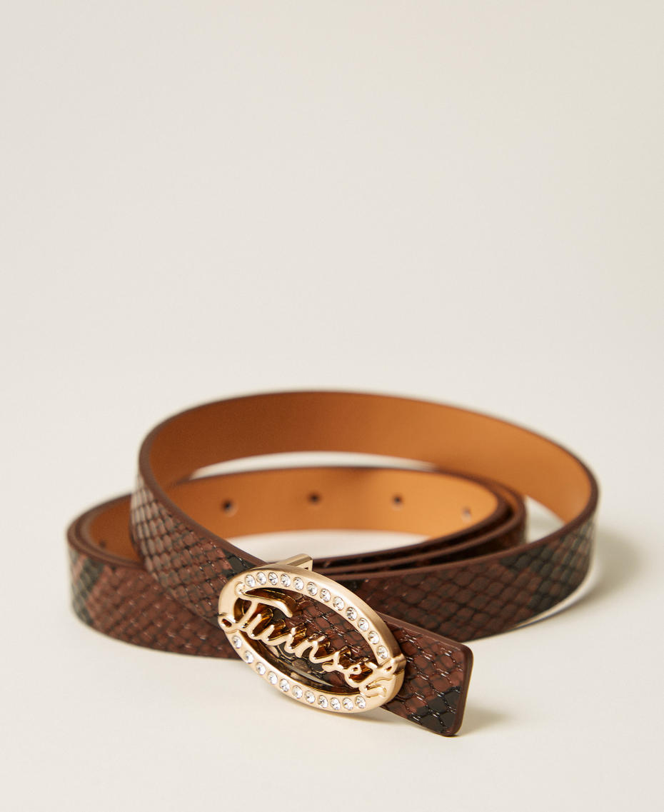 Ceinture avec imprim&eacute; animalier et boucle Imprim&eacute; Python Marron &laquo;&nbsp;Land&nbsp;&raquo; Femme 252TA404A_12686_02