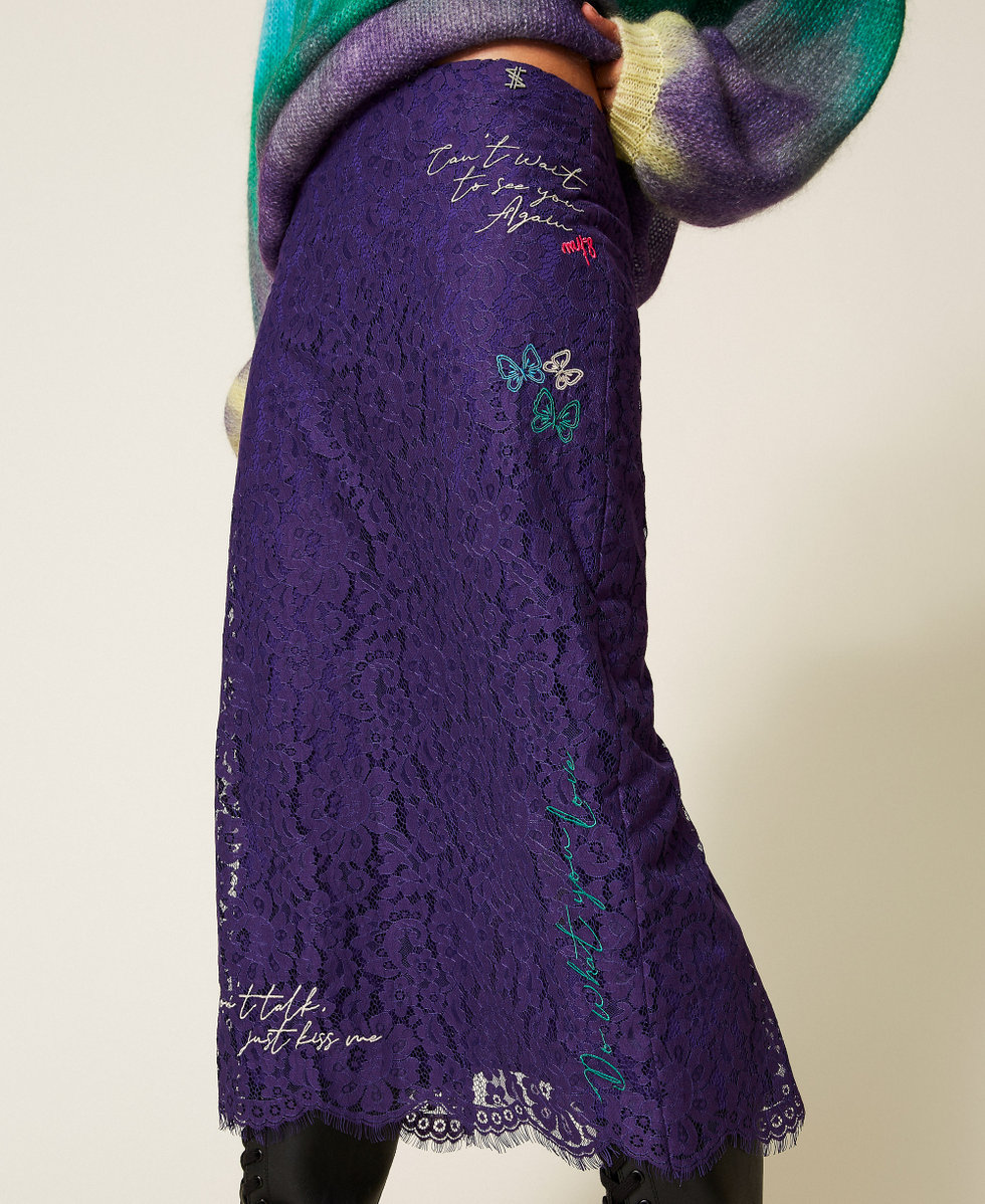 Midi-Rock MYFO aus Spitze Royal Violet Frau 252AQ2142_06262_04